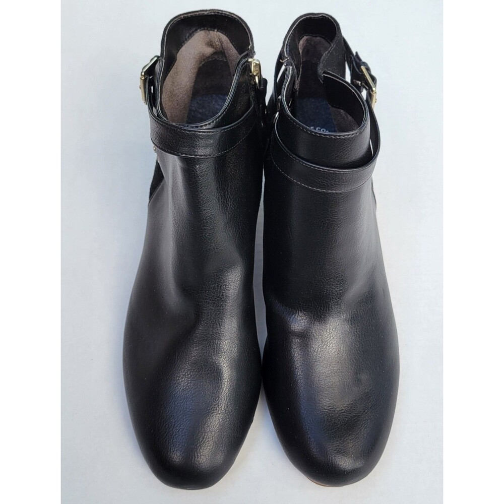 Dr. Scholl's Womens Double Black Ankle Booties Wedges Size 10M - Faux Leather